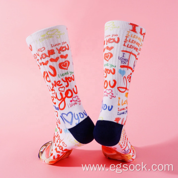 Lover's eco friendly printed one size fits socks